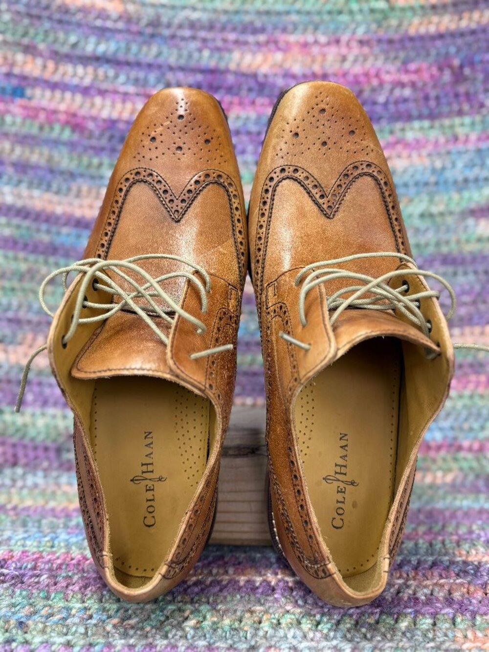 Cole Haan Air Wingtip Derby Giraldo C09303 Tan Leather Brogue Shoes Size 14 M